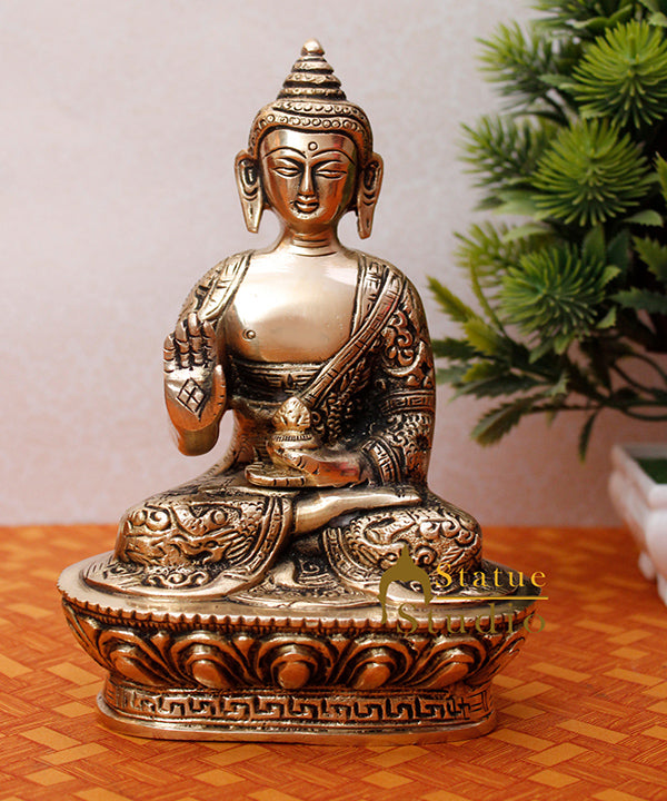 Brass Tibetan Buddhist Lord Buddha Statue Lucky Décor Gift Idol