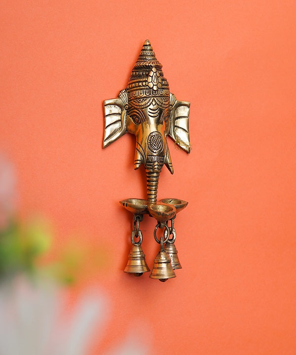 Ganesha Hanging Bell - Brass Wall Hanging for Temple - Decorative and  Religious