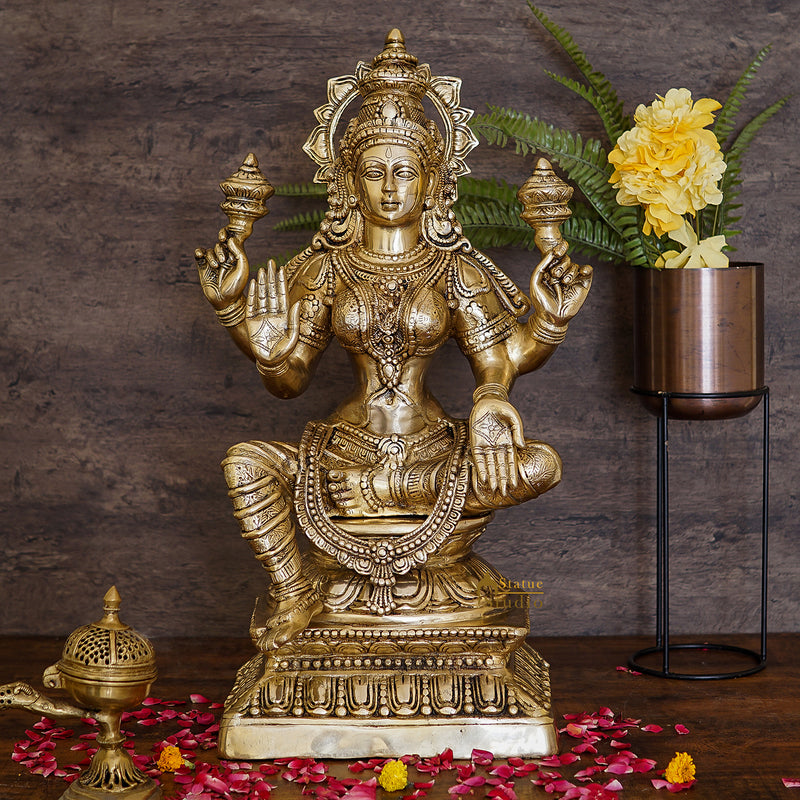 Large Size Indian Brass Hindu Goddess Maa Laxmi Idol For Diwali Gifting 29"