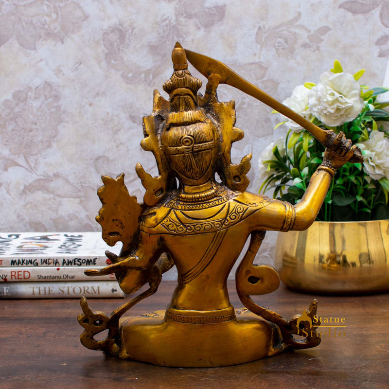 Brass Buddhism Goddess Manjushri Statue For Home Docor Showpiece 11"