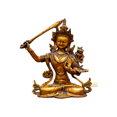 Brass Buddhism Goddess Manjushri Statue For Home Docor Showpiece 11"