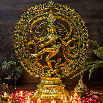 Large Size Indian God Dancing Shiva Nataraja 2.5 Feet With Sacred AUM OM Symbol - SKU - 253000