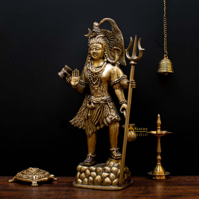 Brass Large Standing Shiv Shankar Bhagwan Murti For Home Decor 2 Feet