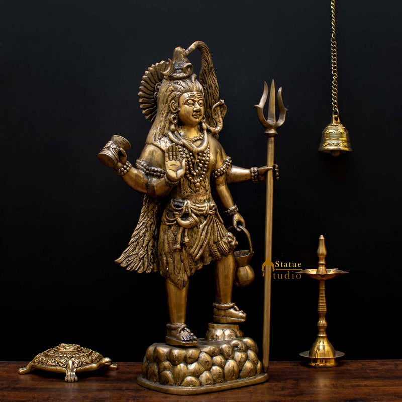 Brass Large Standing Shiv Shankar Bhagwan Murti For Home Decor 2 Feet