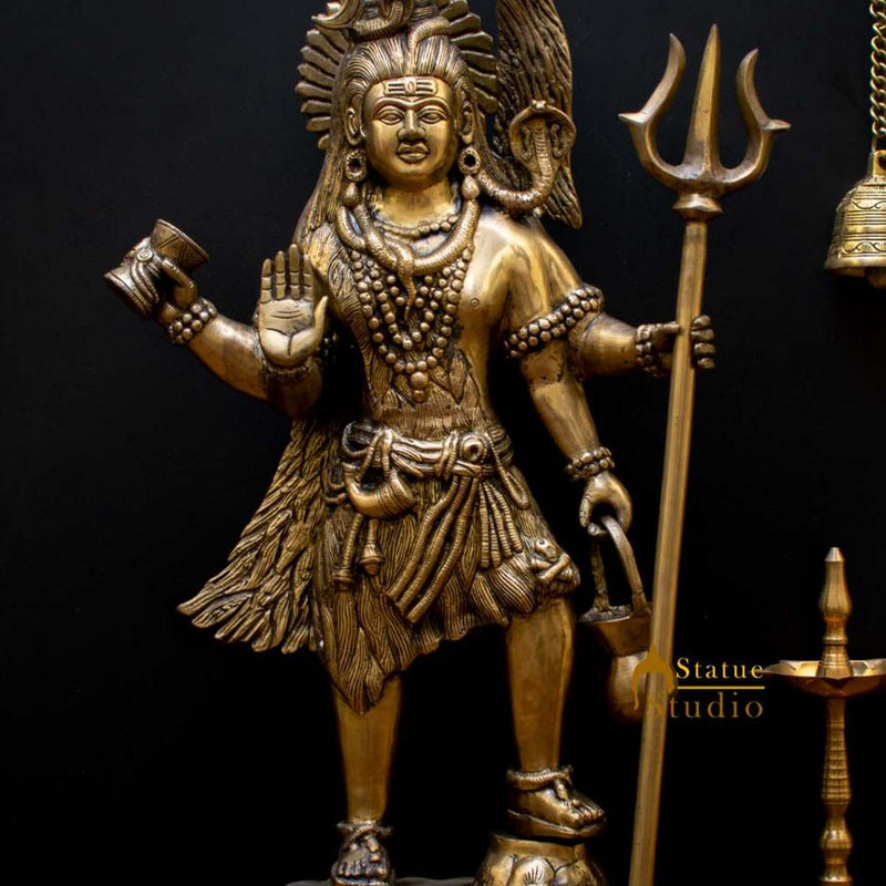 Brass Large Standing Shiv Shankar Bhagwan Murti For Home Decor 2 Feet