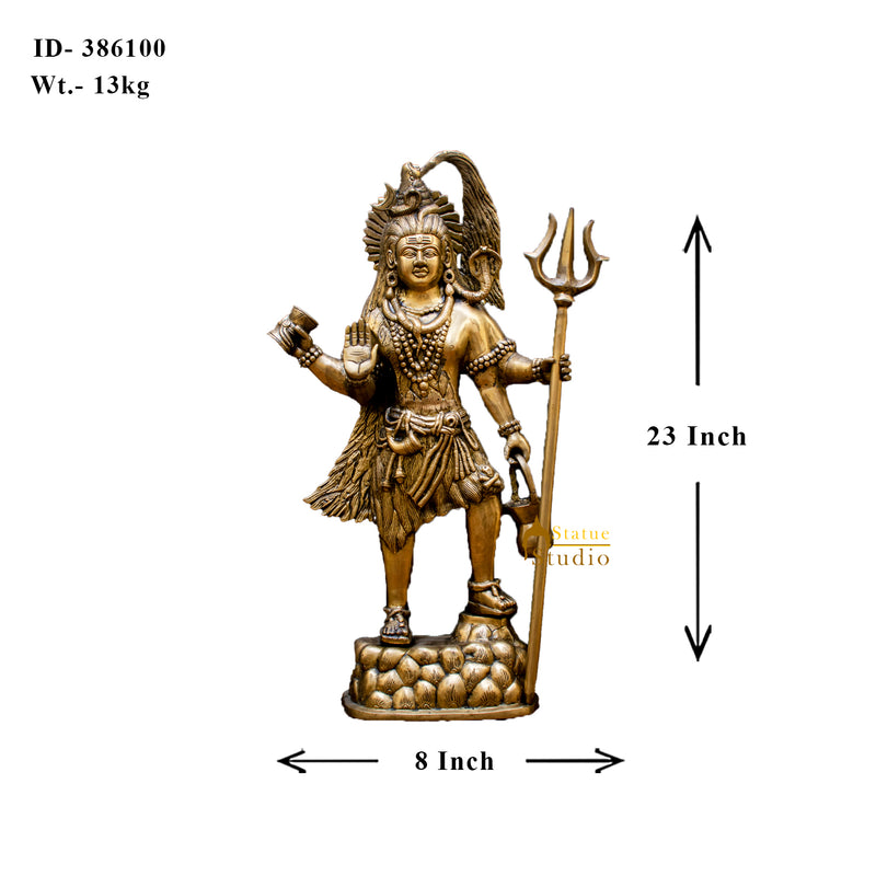 Brass Large Standing Shiv Shankar Bhagwan Murti For Home Decor 2 Feet