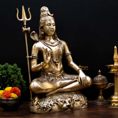 Brass Large Shankar Bhagwan Bhole Nath Idol For Home Mandir Decor 2 Feet