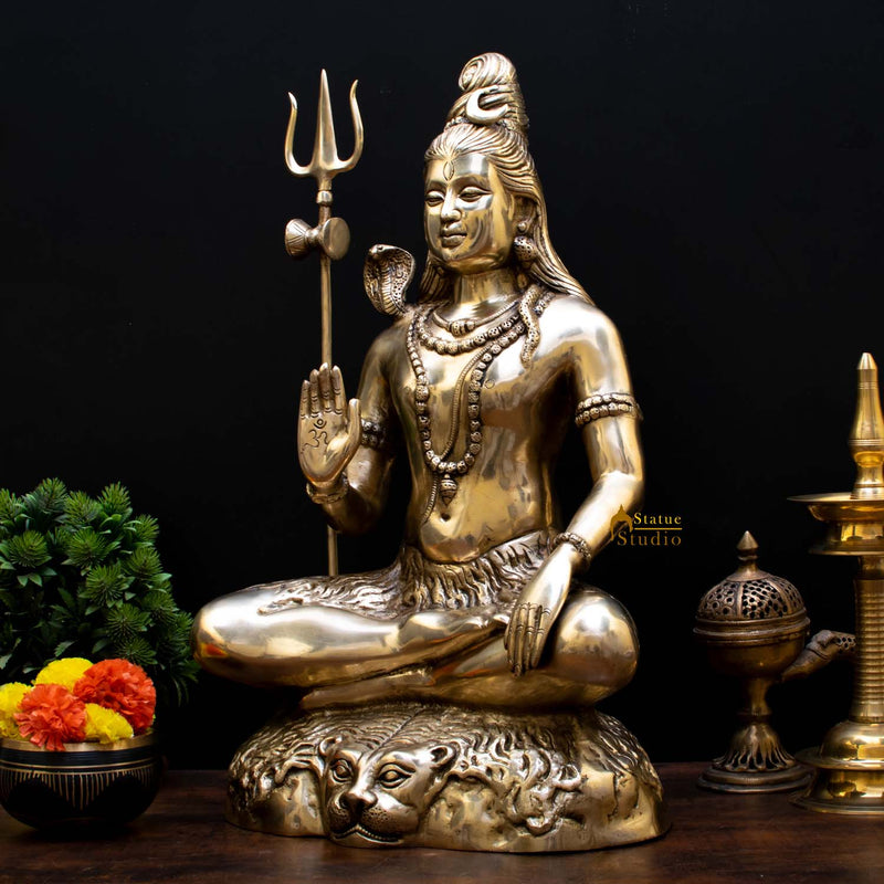 Brass Large Shankar Bhagwan Bhole Nath Idol For Home Mandir Decor 2 Feet