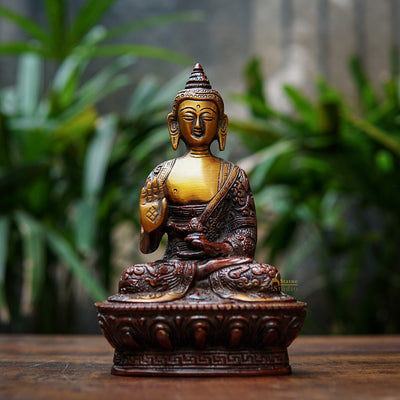 Brass Blessing Sitting Buddha Statue For Home Decor 7" - 43600