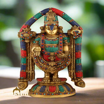 Indian Brass Tirupati Balaji Large Religious Home Décor Idol Inlay Statue 2 Feet - 446500