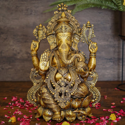 Brass Large Ganesha Idol For Home Temple Decor 2 Feet - 446600