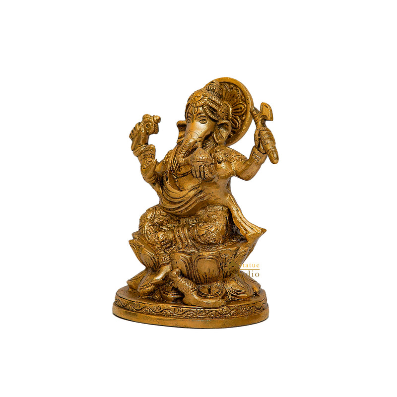 Brass indian hindu gods figure elephant lord ganesha hinduism idol statue 5"