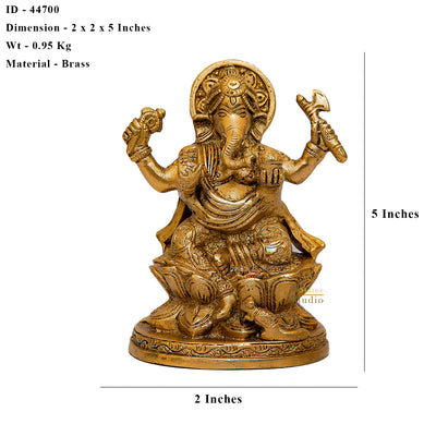 Brass indian hindu gods figure elephant lord ganesha hinduism idol statue 5"