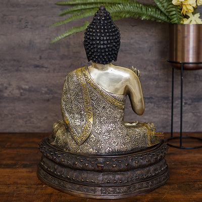 Brass Large Buddha Statue Finely Crafted For Home Decor Showpiece 20"