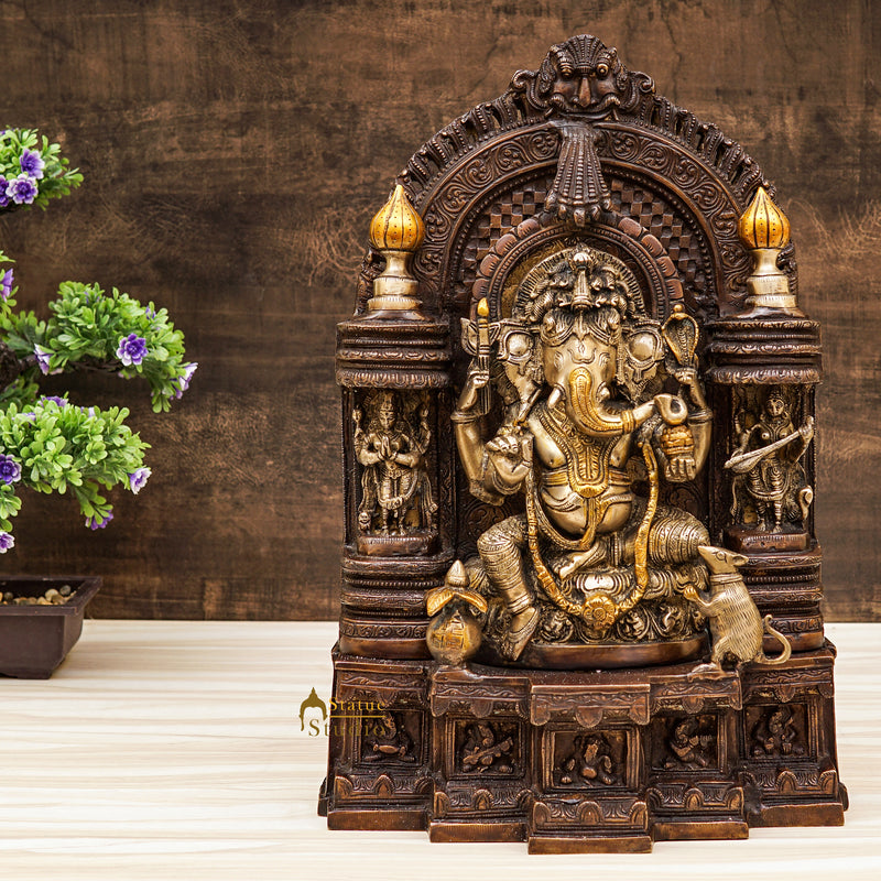 South Indian Antique Hindu God Ganesh Lucky Décor Gift Ganpat Murti Statue 19" - 452400