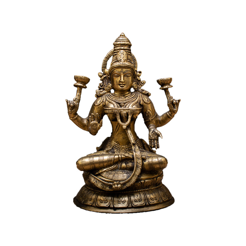 Brass bronze india hindu goddess wealth laxmi maa murti statue idol figure 10"