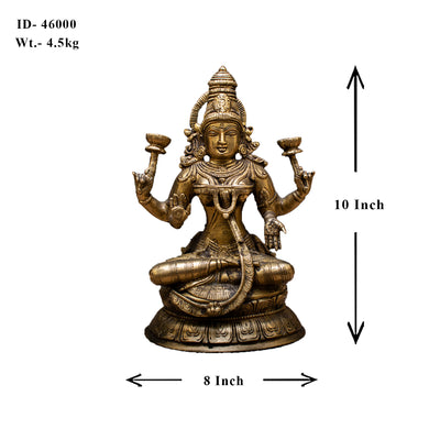 Brass bronze india hindu goddess wealth laxmi maa murti statue idol figure 10"