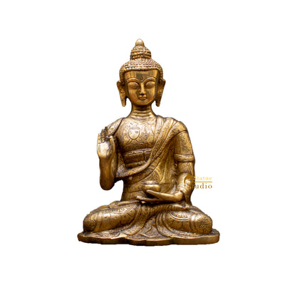 Blessing Buddha Hand Carved Statue For Home Office Desk Room Décor Idol 10.5"