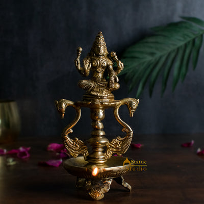 Brass Laxmi Diya For Home Temple Pooja Room Diwali Décor Gift 8"