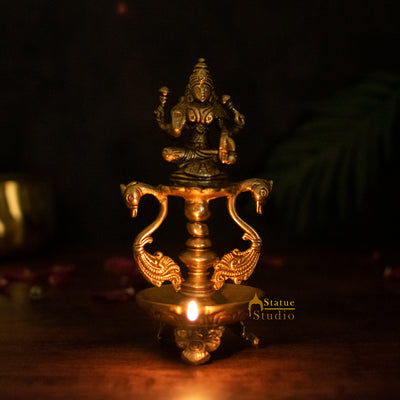 Brass Laxmi Diya For Home Temple Pooja Room Diwali Décor Gift 8"