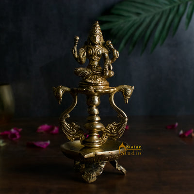 Brass Laxmi Diya For Home Temple Pooja Room Diwali Décor Gift 8"