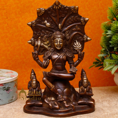 Brass Shiva Idol Dakshinamurthy Antique Finish For Home Pooja Room Decor 8.5"