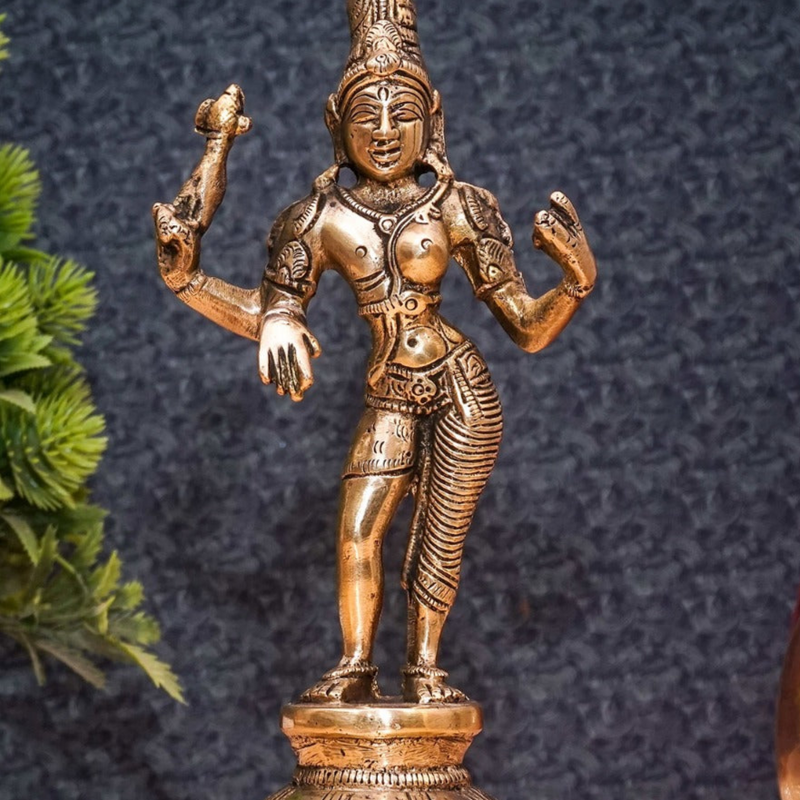 Brass Antique Shiva Ardhnareshvara Idol Rare Home Décor Lucky Statue 8"