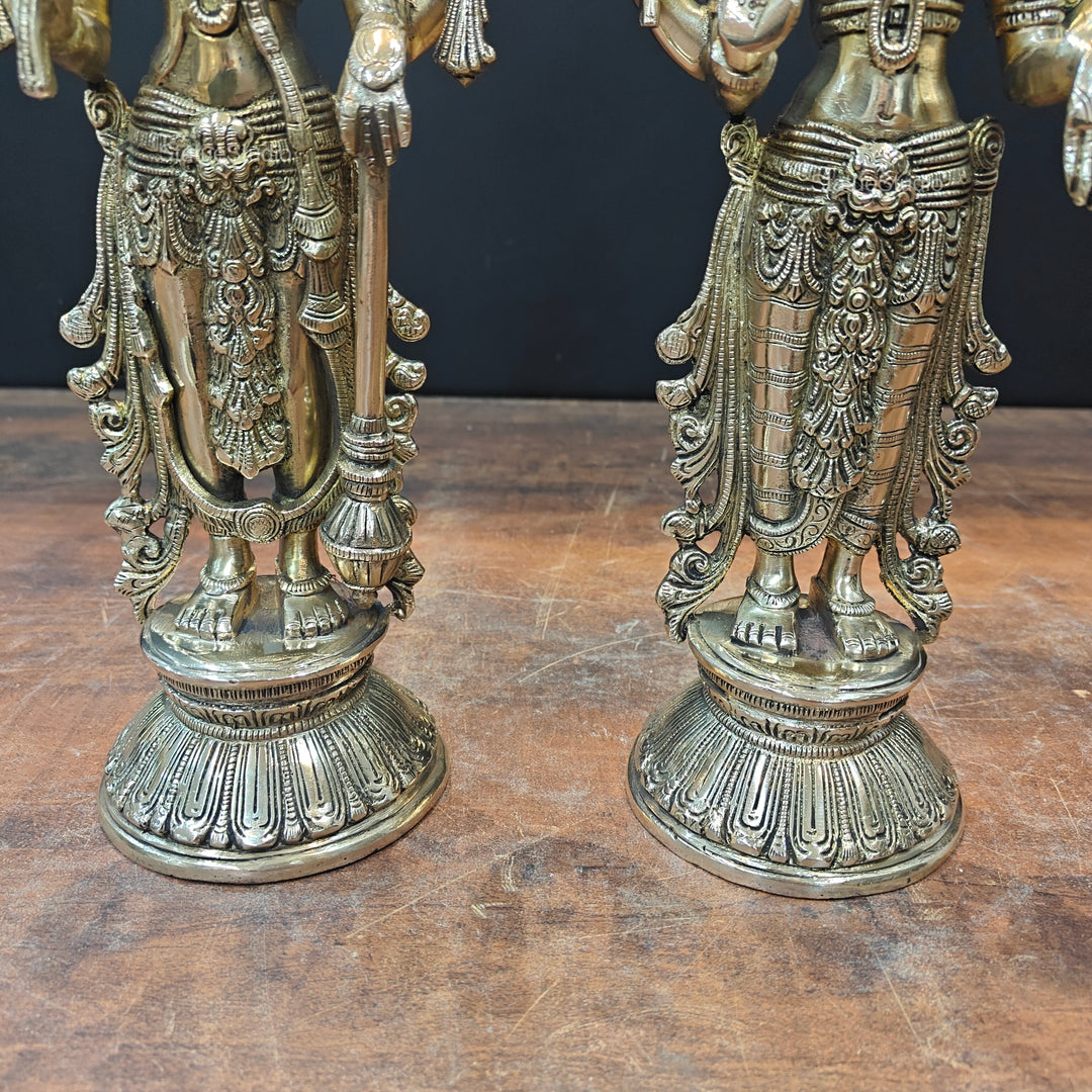 Brass Vishnu Lakshmi Idol For Home Temple Decor 12 Inch