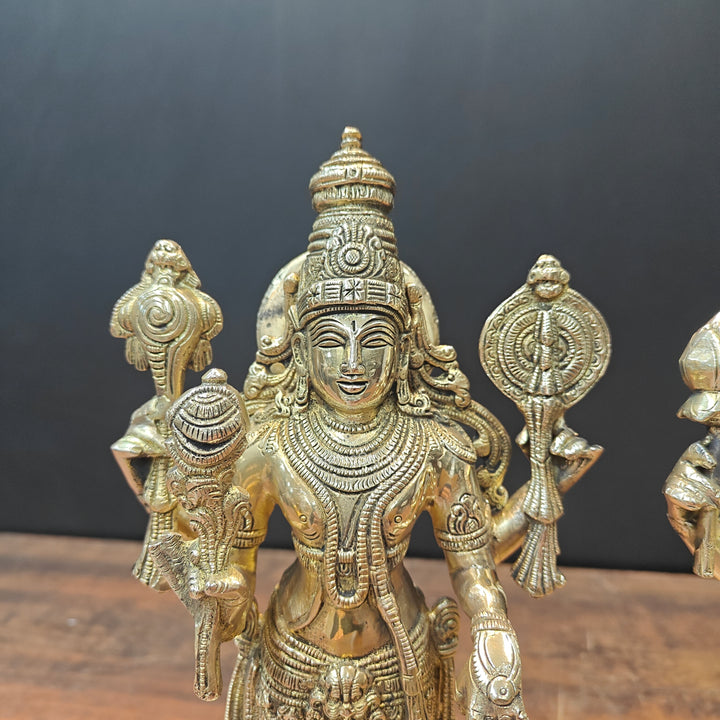 Brass Vishnu Lakshmi Idol For Home Temple Decor 12 Inch