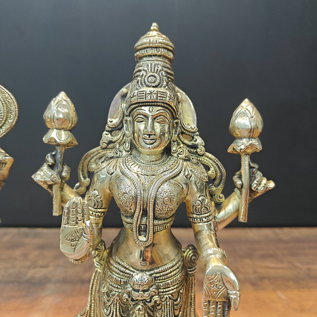 Brass Vishnu Lakshmi Idol For Home Temple Decor 12 Inch