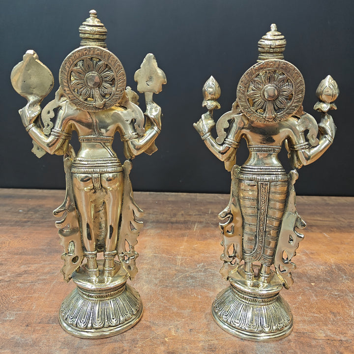 Brass Vishnu Lakshmi Idol For Home Temple Decor 12 Inch