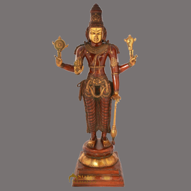 Brass Large Size Lord Vishnu Idol Murti Home Temple Décor Statue 3 Feet - 461176