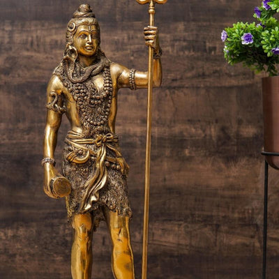 Brass Large Standing Lord Shiva Idol Mahadev For Home Puja Room Decor 2 Feet