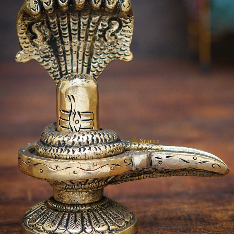 Brass Shivling Idol Antique Finish For Home Temple Pooja Room Decor 5"