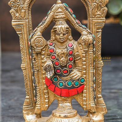 Brass Tirupathi Balaji Venkateshvara Idol Home Pooja Temple Décor Statue 6"