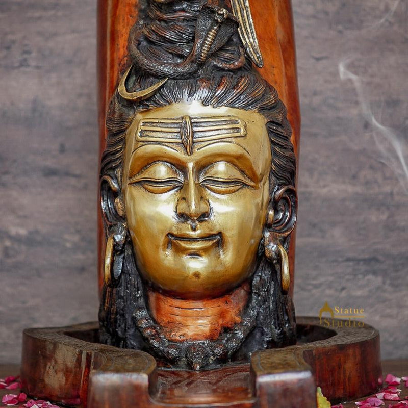 Brass Large Shivling Idol Antique Finish For Home Pooja Temple 2 Feet