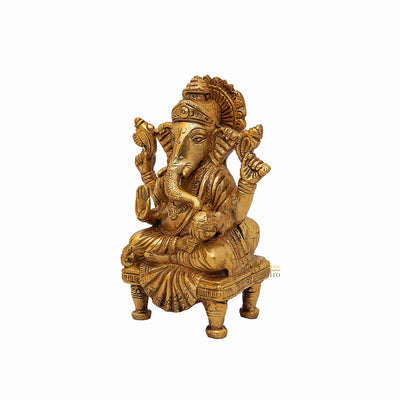 Brass Handicraft Lord Ganesha Statue For Home Decor 6"