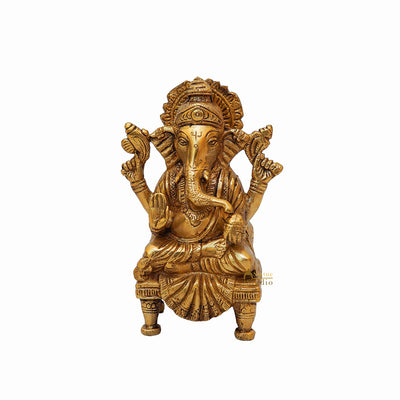 Brass Handicraft Lord Ganesha Statue For Home Decor 6"