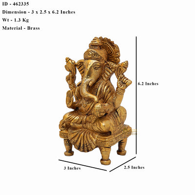 Brass Handicraft Lord Ganesha Statue For Home Decor 6"