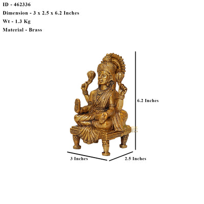 Brass Lakshmi Statue Laxmi Idol Murti Religious Home Decor Lucky 6"