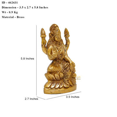 Brass Goddess Lakshmi Statue 6"