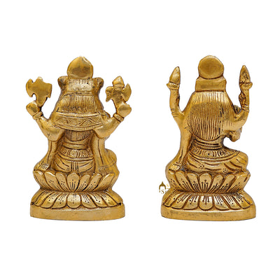 Brass Ganesha Lakshmi Idols For Diwali Decor 6 Inch