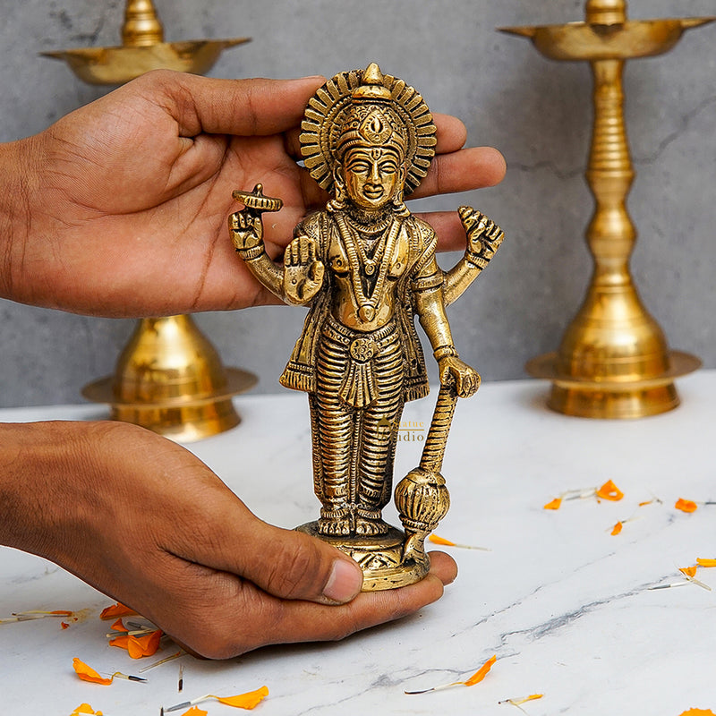 Brass Standing Vishnu Idol 6.5 Inch