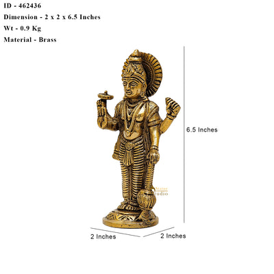 Brass Standing Vishnu Idol 6.5 Inch