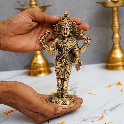 Brass Goddess Lakshmi Statue 6.5 Inch