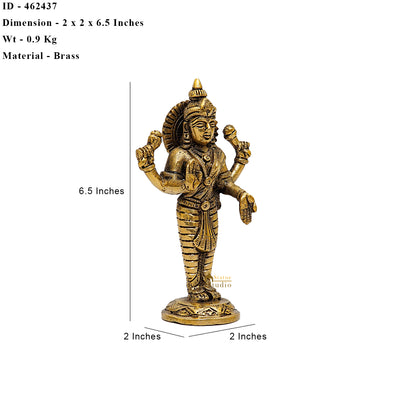 Brass Goddess Lakshmi Statue 6.5 Inch