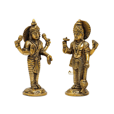 Brass Standing Vishnu Laxmi Idol 6.5 Inch