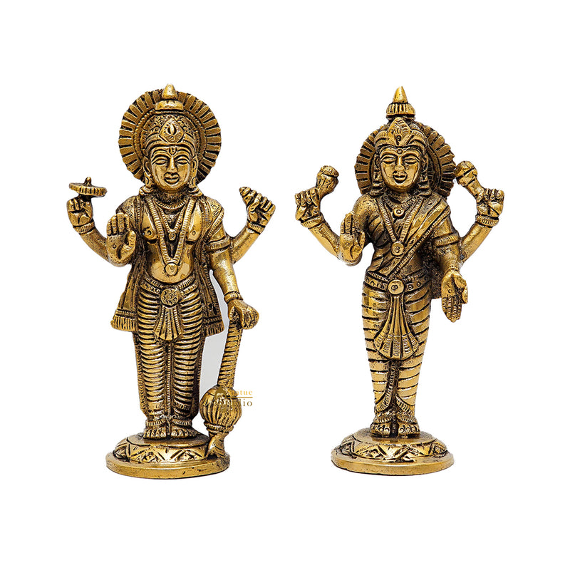 Brass Standing Vishnu Laxmi Idol 6.5 Inch