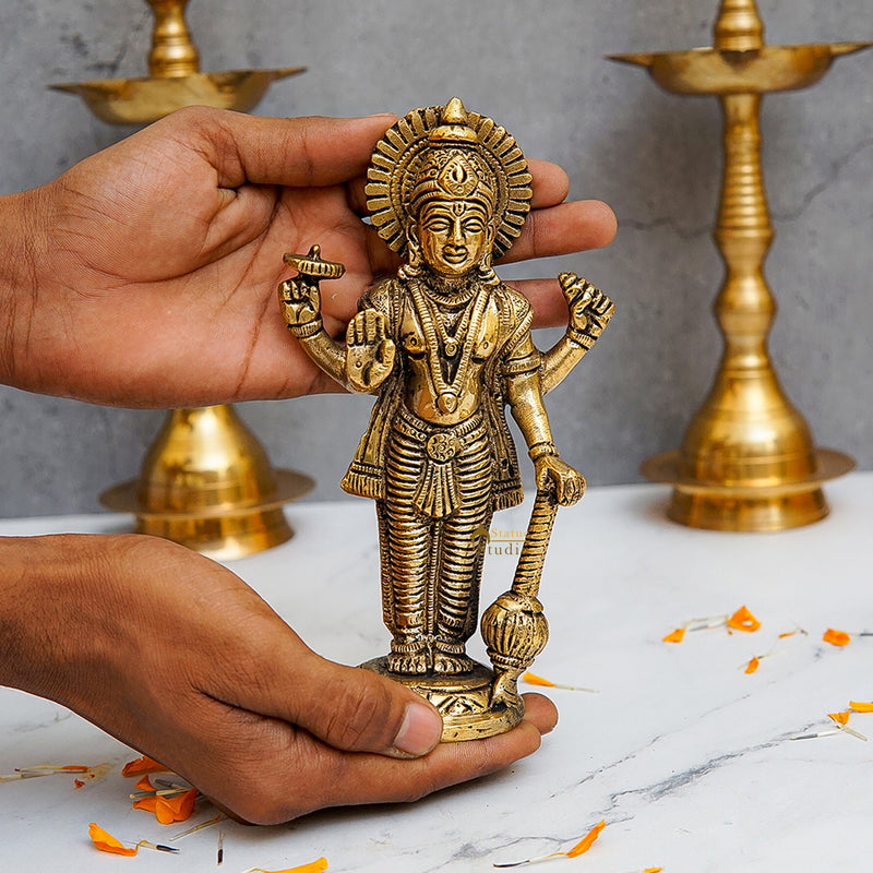 Brass Standing Vishnu Laxmi Idol 6.5 Inch