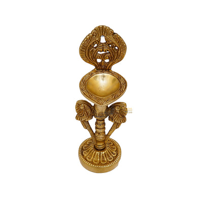 Brass Diya Oil Lamp For Home Temple Religious Decor Showpiece 8 Inch